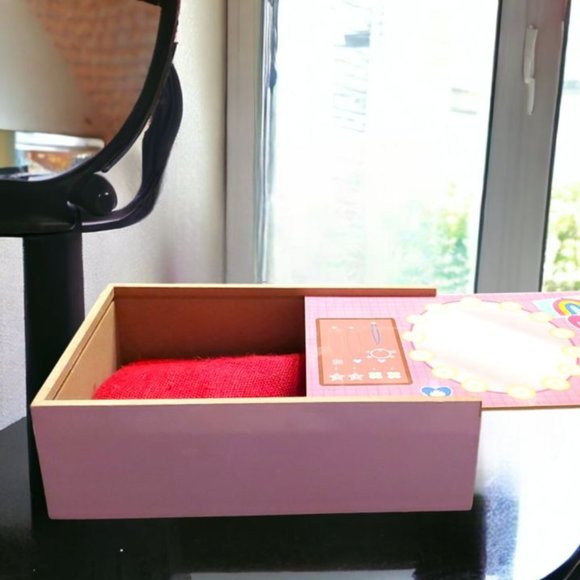 Wood Salon Box with Roleplay Makeup Set - Box Opens to Store Items - Picture 4 of 5